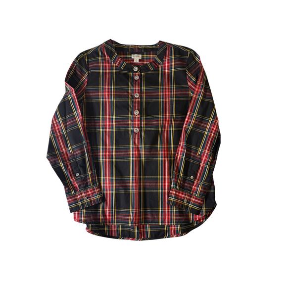 J. Crew tartan popover tunic with jeweled buttons medium - Picture 1 of 4